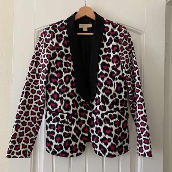 Michael Michael Kors leopard print tuxedo blazer - Picture 1 of 7